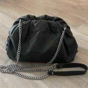 Italian genuine leather pouch bag inspired by Bottega Veneta.